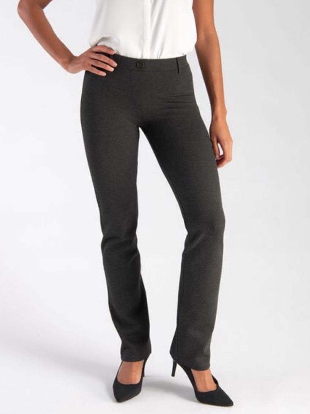 Betabrand Charcoal Dress Pant Yoga Pants Straight S Long (Tall) *EUC*